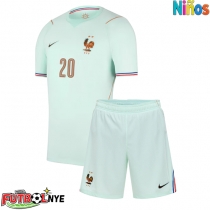 Camiseta Francia Desire Doue #20 Visitante Equipación para niños Mundial 2026 manga corta (+ pantalones cortos)